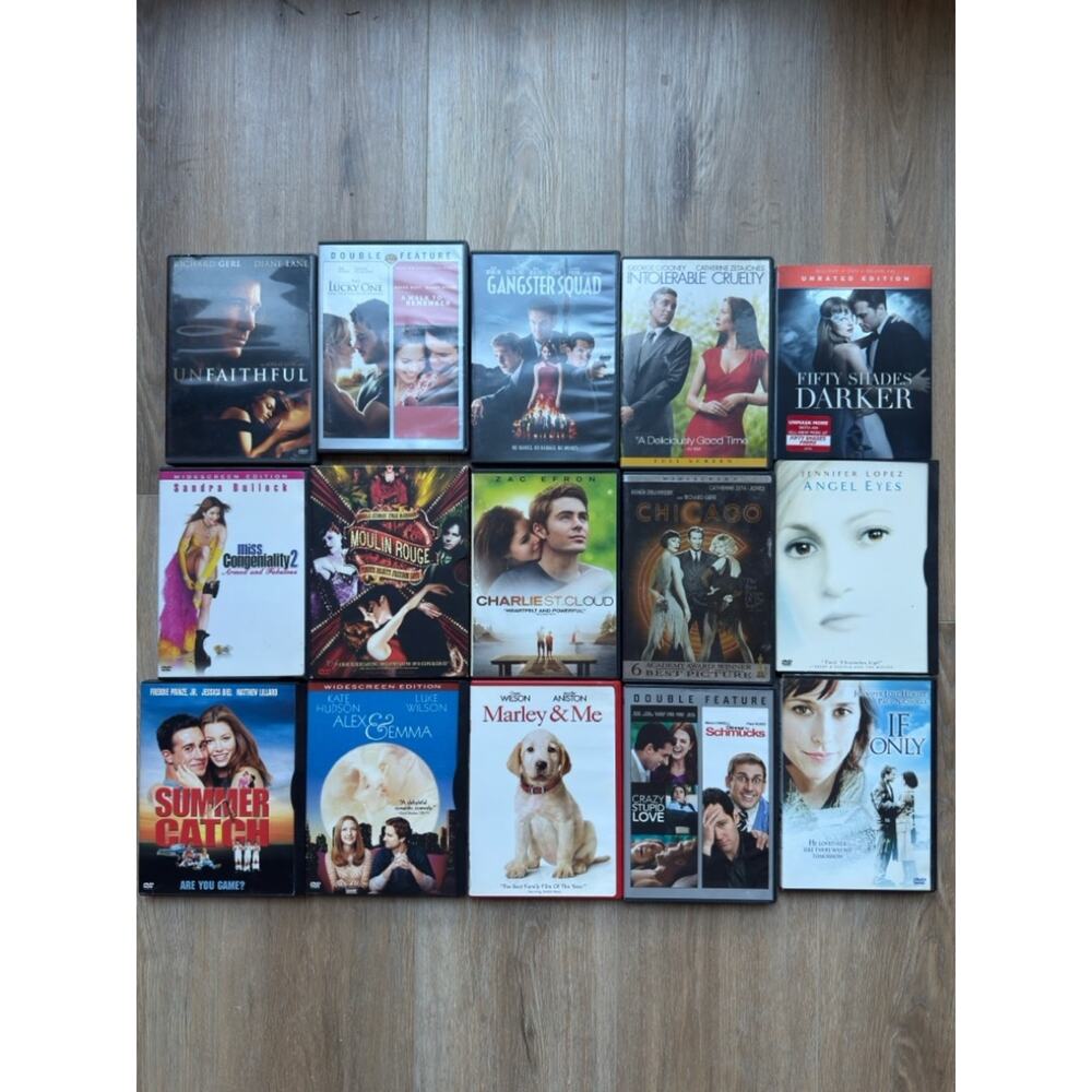 DVD Movie Lot 15 Films Chicago Moulin Rouge Marley & Me Romance Drama Bundle